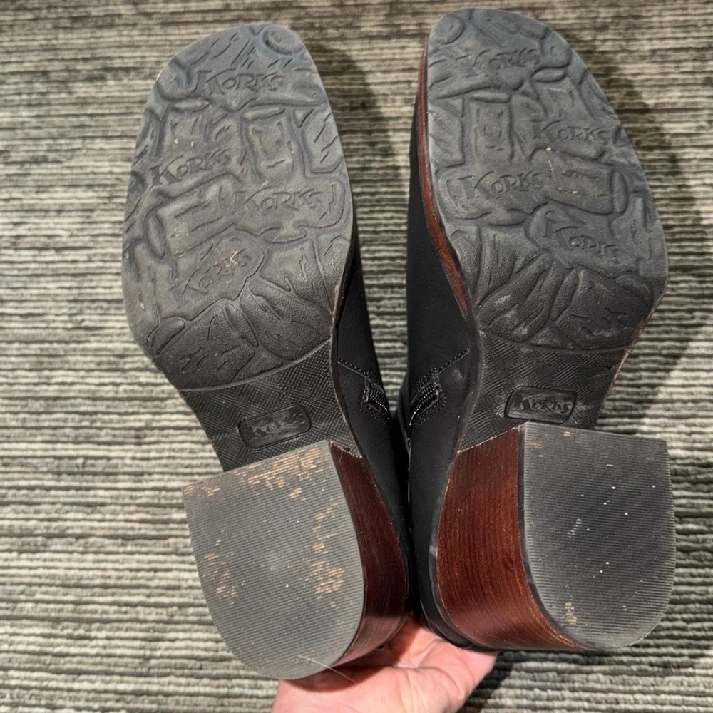 Korks Marcie Patform Boots Black Leather Size 10